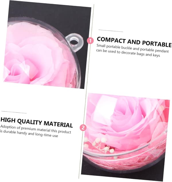 Preserved Flower Keychain Pendant Pink 5 cm Ball Decorative Bag Charm Creative Keychain Accessory
