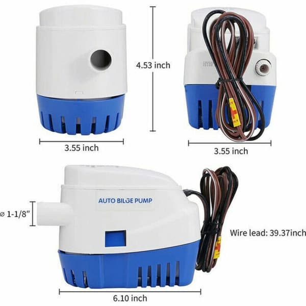 750GPH All-in-One Automatic Submersible Bilge Pump, 12V Powered