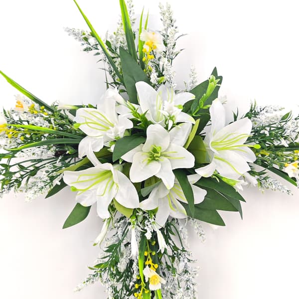 Easter Wreath Cross, Lily Wreath Door Hanging Decoration