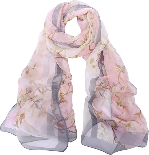 Blomstret Chiffonsjal - Let sjal til kvinder, blomstrede chiffonsjaler til sommer