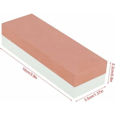 Double-sided Whetstone, Kitchen Knife Sharpener with Two Grit Sides (400 and 1500), Green, Red, Corundum Sharpening Stone