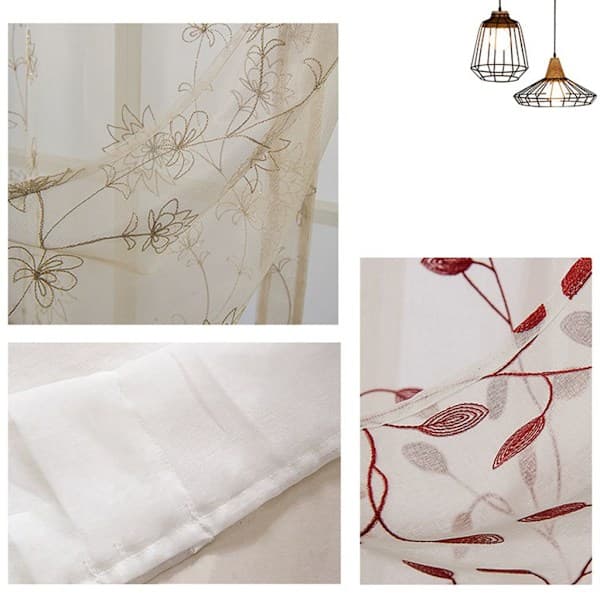 Polyestergardiner med blommönster, korta och draperade för heminredning