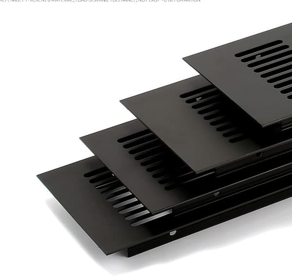 Rectangular Aluminum Door Ventilation Grille - 250 x 50 mm - Insect Protection for RV, Wardrobe, Kitchen etc - Black