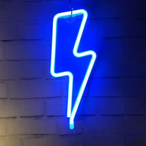 Cute lightning night light, LED lightning neon light decor blue lightning KLB