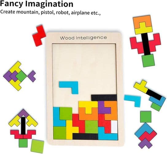 Tetris trepuslespill leketøy fra 3 år gutter Tetris tangram trepuslespill