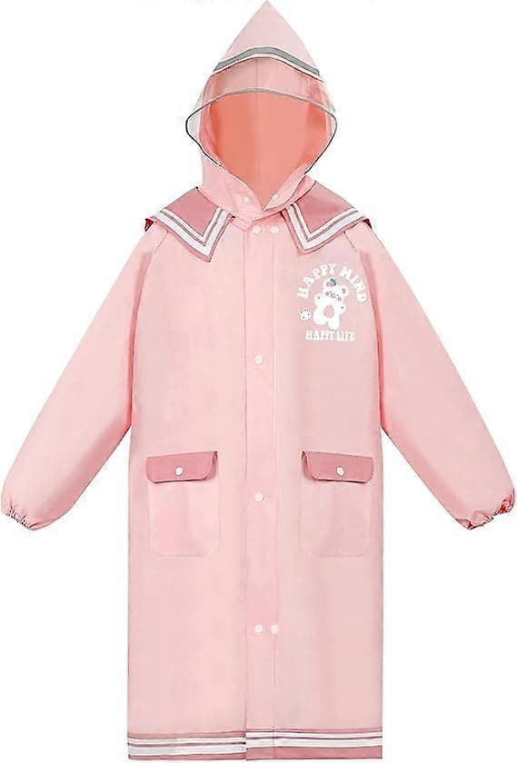 Lang Regnfrakk for Barn 2-10 År, Regnjakke Vanntett Poncho Jenter Gutter med Hette og Lommer Gaver til Gutter og Jenter