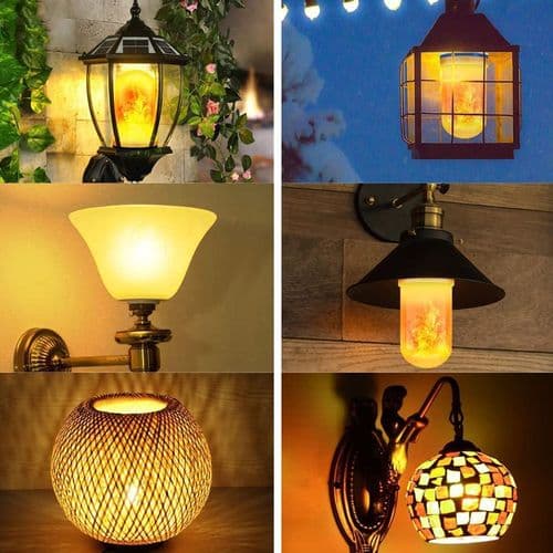 Flammepære, E27-lampe, flimrende lyseffekt, 3W LED
