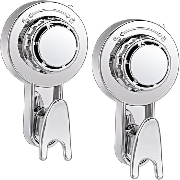 2-pack Powerful Vacuum Suction Cup Hooks Bathroom Towel Rack Wall Mounted Suction Cup Hooks (Silver)