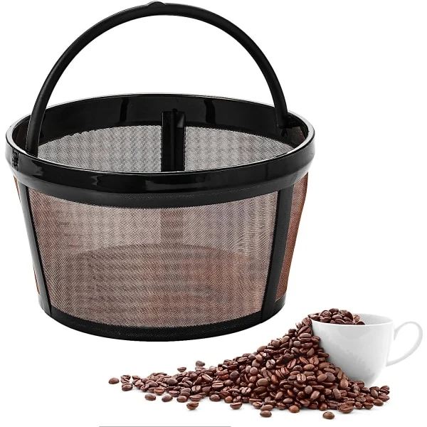 Gjenbrukbart kaffefilter, 4-kopps kurvkaffefiltererstatning, permanent kaffefilter, kaffeerstatningsfilter