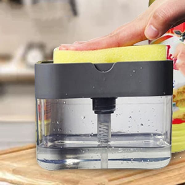 Pump Dispenser Manuel Tryk Rengøring Væskedispenser Beholder Manuel Tryk Organizer Køkkenredskab Sølv