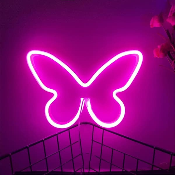Butterfly Neon Light Pink Neon Sign Neon Wall Lamp USB or Battery Powered