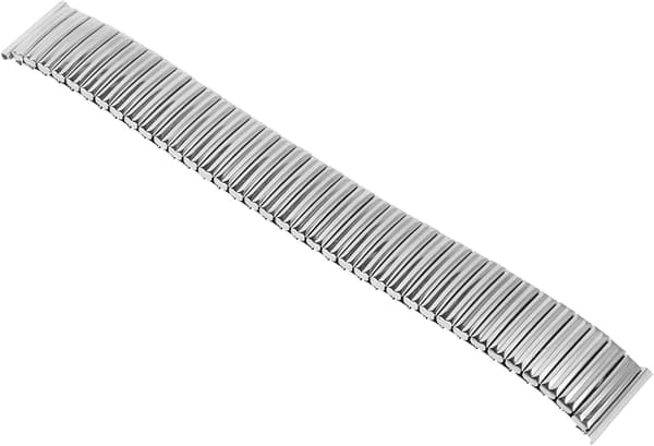 Herreklokkerem i rustfritt stål, elastisk, sølv, 20 mm, hurtigutløser