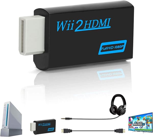 Wii til HDMI-omformer, Full HD 1080P videoadapteromformer med