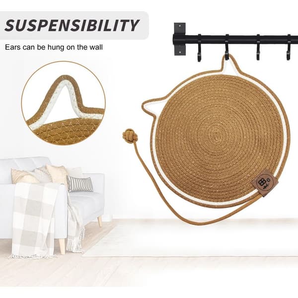 Katteskrapematte - Skrapestolpe med katteøreformede pigger, anti-ripeputer, tilbehør inkludert. Diameter: 43 cm.