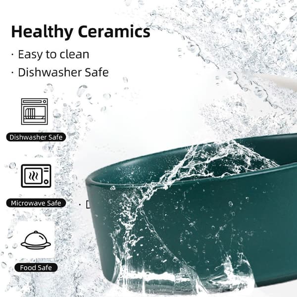 Ceramic Cat and Dog Bowl, Non-Slip Green Ceramic Bowl