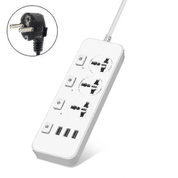 Power Strip with 5V2.1A Surge Protector, 3 Outlets & 3 USB Ports DB (US/UK/EU)