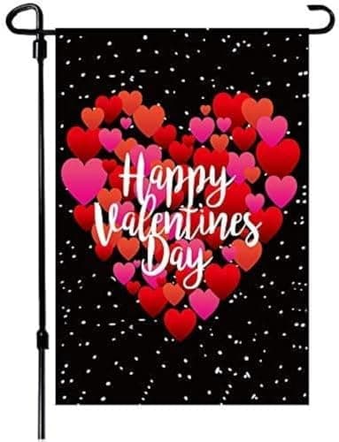 2 stk 30x45cm Valentinsdag Flagg Valentinhjerte Hageflagg Dobbeltsidig Utskrift Jute Valentins Flagg for Ditt Valg
