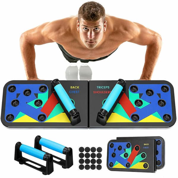 12 i 1 Push Up Board Sammenleggbart Treningsutstyr Hjemme Muskelbygger (L)