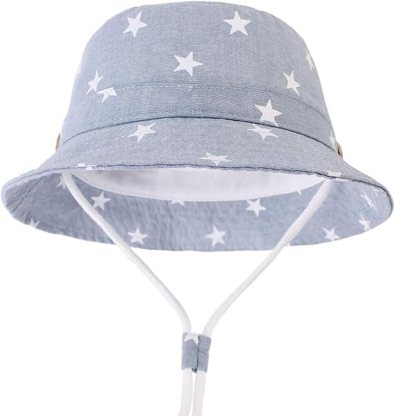 Baby solhatt småbarn solbeskyttelse dyrehette unisex sommer bøttehatt med hakestropp, 48cm