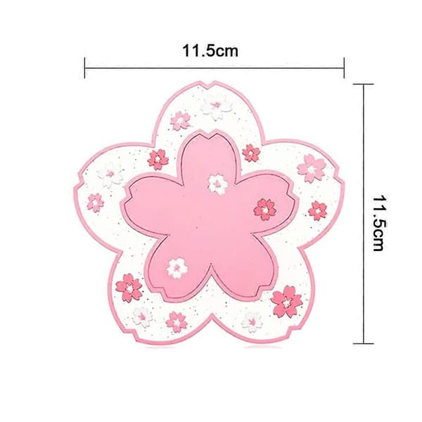 Sakura Coasters Cherry Blossom Silicone Cup Coasters Cute Flower Coasters Non-Slip Tea Tableware Coasters for Drinks