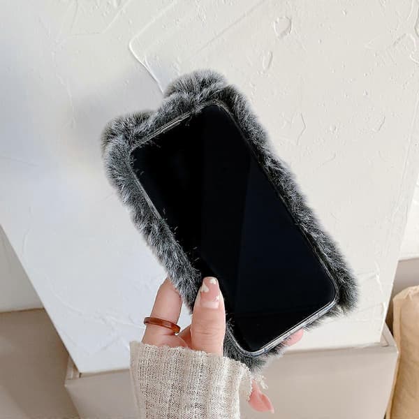 Furry Rabbit Ear Phone Cover for Phone with Plush Material Compatible 13[DB]