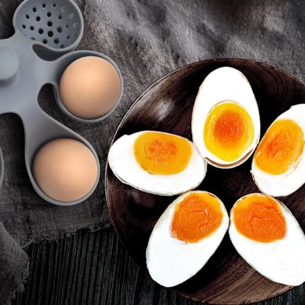 Silicone Egg Cooker, Suitable for Soft-Boiled Eggs, Food-Grade Silicone Egg Cooker with 6 Holders, Kitchen Utensil, Cooking Tool with Handle.