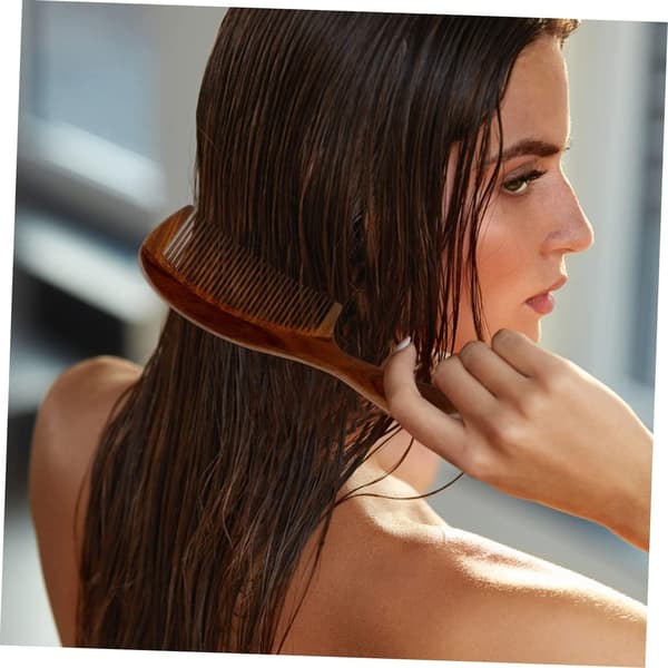 Static Hair Comb Long Wooden Material Designed for Scalp Massage
