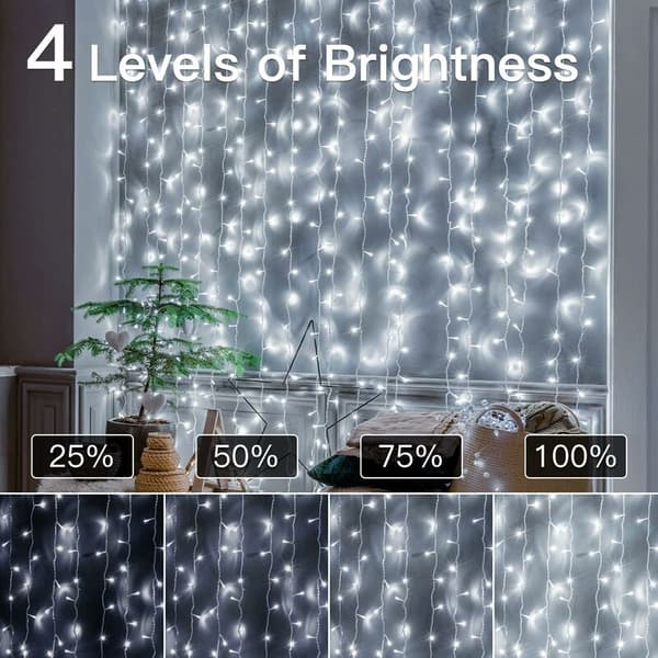 100m 1000 LED String Lights, Christmas Lighting IP44 Waterproof with Remote Control and Timer, 8 Modes - Cool White