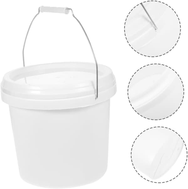1,75 Gallon White ABS Paint Container with Lid, Multifunctional Handheld Storage Bucket