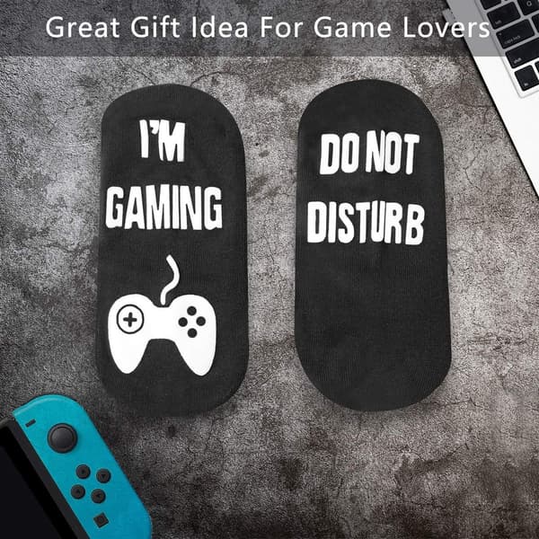 Do Not Disturb I'm Gaming Socks - Funny Gaming Themed Socks - Black KLB