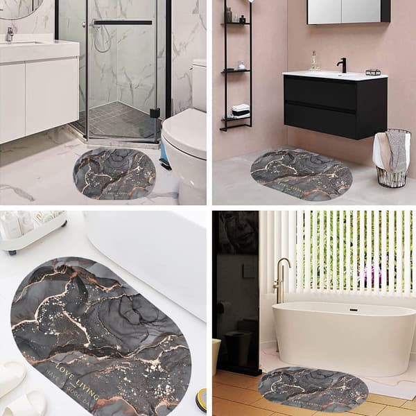 Diatomaceous Earth Mat Oval Absorbent Floor Mat Bathroom Door Non-Slip Foot Mat Quick Drying
