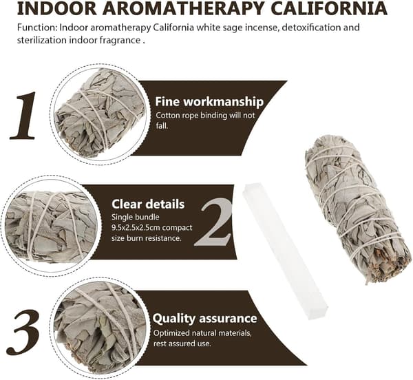 Meditation Incense Sage Bundle with Gypsum for Indoor Environment Cleaning and Bodily Healing