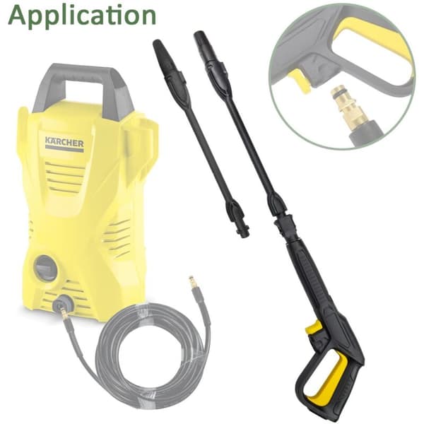 High-pressure water gun, 5m hose with variable jet and adjustable nozzles. Compatible with Kärcher K2-K7. Intensive cleaning.
