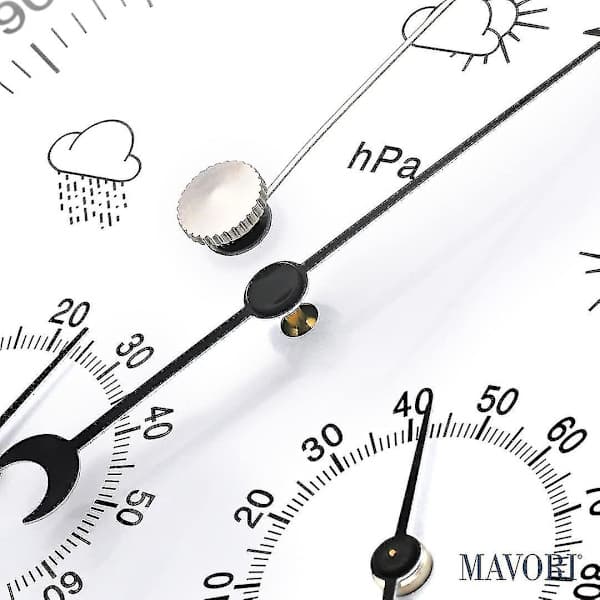 Analog innendørs/utendørs værstasjon, rustfritt stål - Inkluderer barometer, hygrometer og termometer
