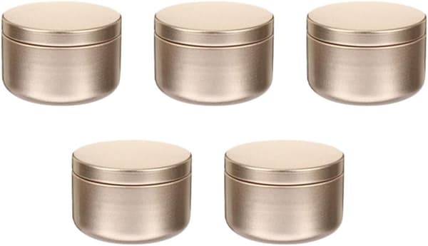 5 stk 50 ml gull aluminiumsbokser for te- og smykkeoppbevaring