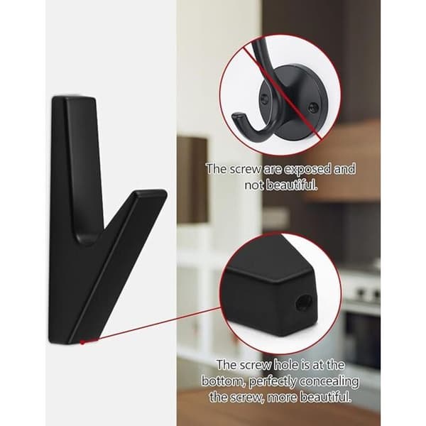 6-pack Wall Mounted Bathroom Hooks, Wall Mounted Coat Rack, Bathroom Hook, for Kitchen, Office, Wardrobe, Aluminum