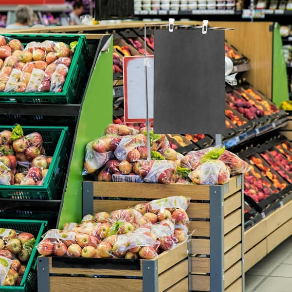 Justerbart Pop-affischstativ i rustfritt stål, bordbannerholder, hengende skiltstativ