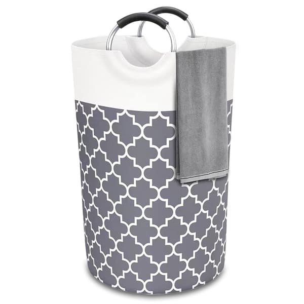 Laundry Basket, 82L Large Waterproof Foldable Dirty Laundry Hamper, Laundry Basket for Bathroom Grey Grey