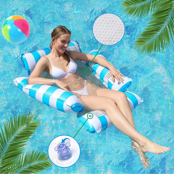 Inflatable Pool Hammock, 2-Pack Square Floating Bed Pool with Mesh Floating Mattress
