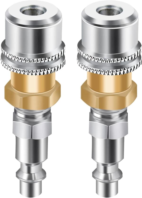 (2-pack) Luftchuck, 1/4 FNPT Stängd Flöde Mässing Däckluftchuck, Låsande Luftchuck Snabbkoppling för Inflator Mätare Kompressor Tillbehör