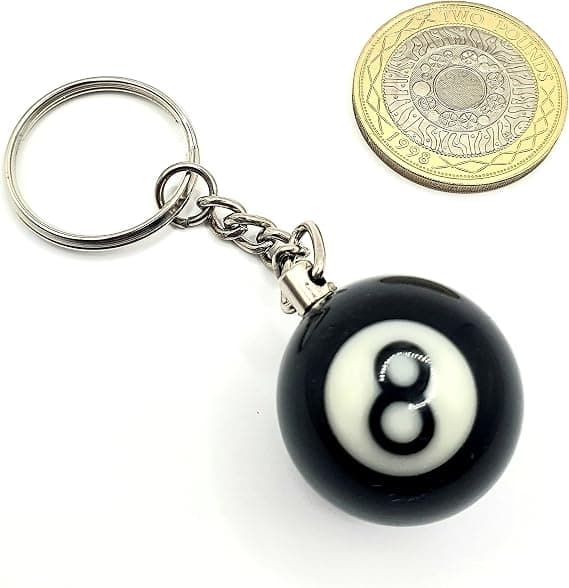 8 Ball Black Pool Ball Keychain Keyring