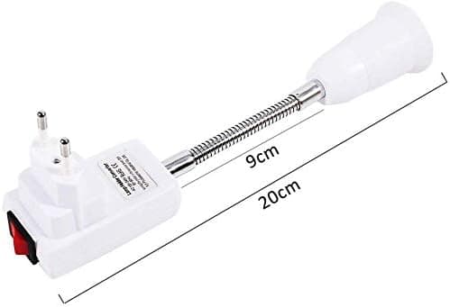 E27 Socket with Wireless Switch, White Base for E27 Bulb, Flexible with Arm, Quick Socket for Reading Lamp - Without Bulb