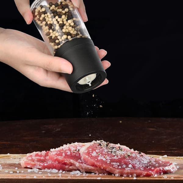 Salt- och pepparkvarn i glas, justerbar keramisk kvarn, mångsidigt pepparkvarnset