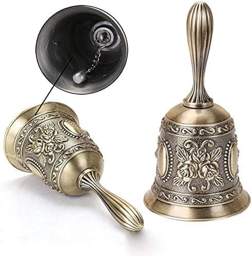 Golden Apple Retro Ringklocka Antik Handklocka Brons Middagsklocka Restaurang Serviceklocka Mässingsklocka Bröllop Klassrum Kyrkklocka