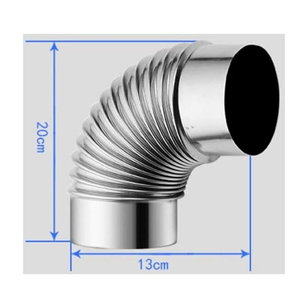 60 mm rustfrit stål brændeovnsskorsten, 90° skorstensrørsbøjningsadapter