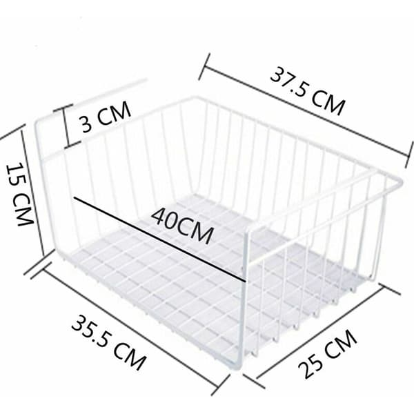 Hanging Basket, 2 Pcs Metal Under Shelf Storage Basket Stackable Shelf Baskets, Kitchen Storage Basket for Kitchen, Office, Bathroom KLB