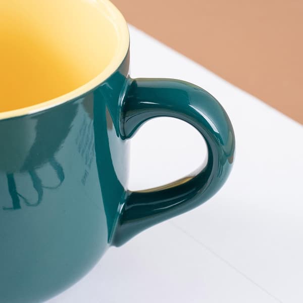 Stor Keramisk Kaffemugg, Stor Tekopp för Kontor och Hem, Diskmaskins- och Mikrovågssäker (Mörkgrön)-tfrf