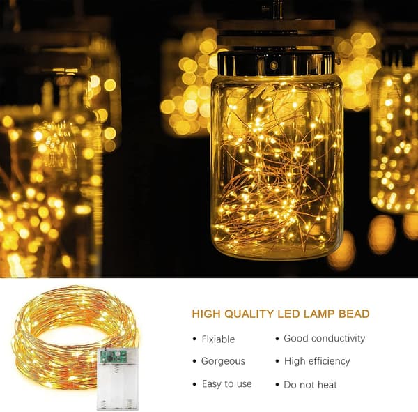 Fairy Lights, 50 LED Batteridrivna Strängljus Koppartråd Ljus för Inomhus Utomhus Belysning, Sovrum, Jul, 5M/16ft, Varmvit