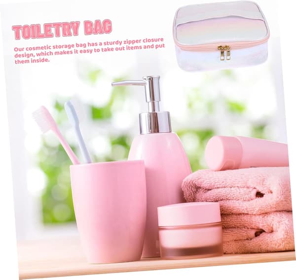Farverig PVC rejsetoilettaske til kvinder, makeup-organizer med stor kapacitet
