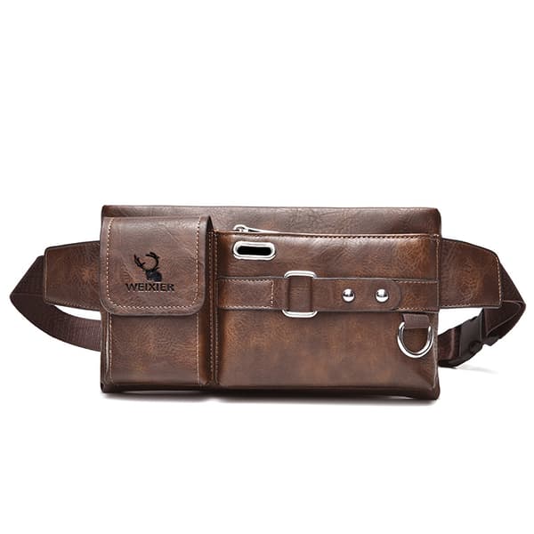Multifunktionell Mobiltelefonväska, Midjeväska, Crossbody-väska - Brun